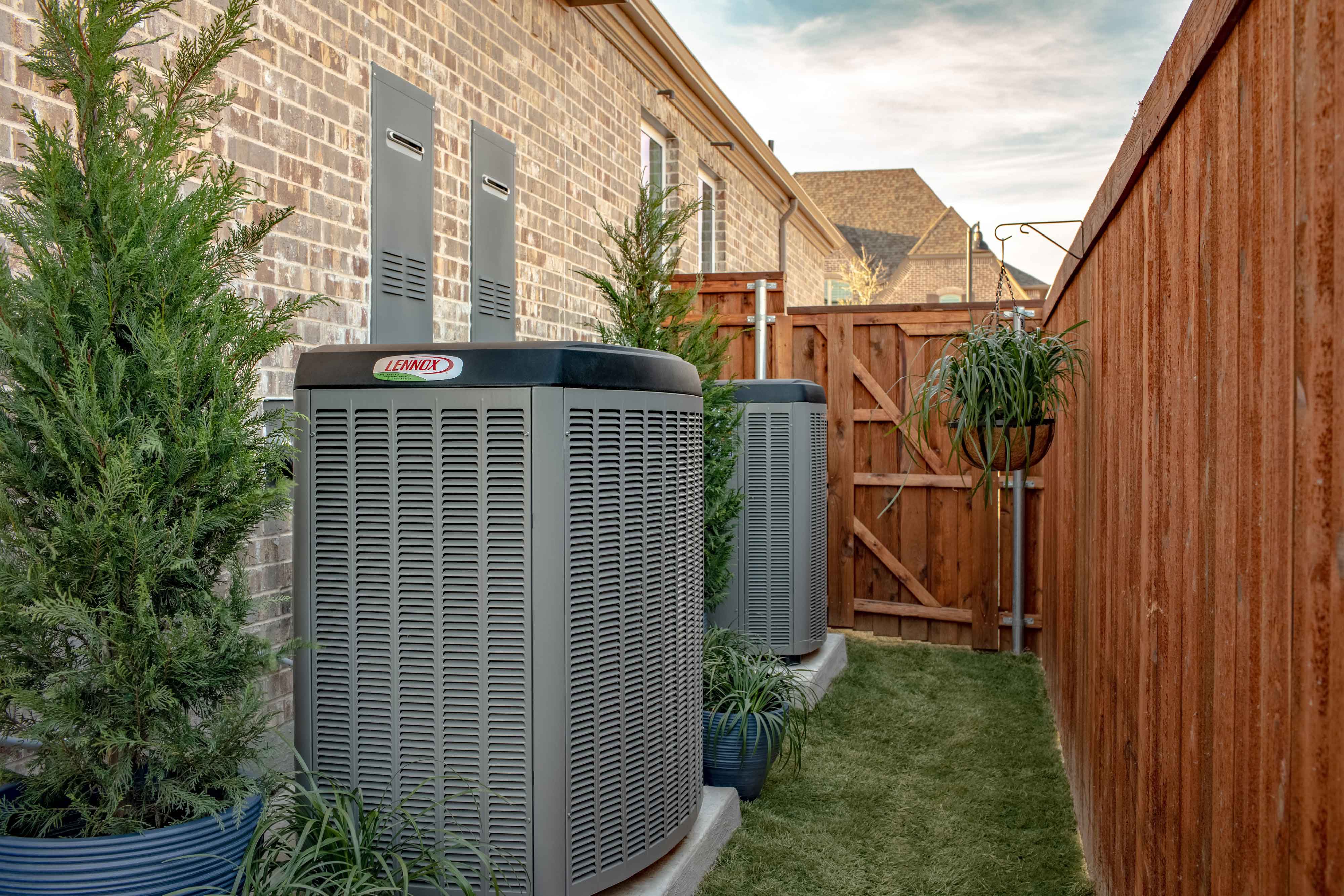 Lennox AC in Fenced backyard